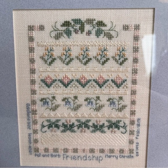 Vintage 1990s Framed Friendship Cross Stitch Thornebrook Gallery 9 X 10.5 Inches - Picture 3 of 12